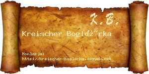 Kreischer Boglárka névjegykártya